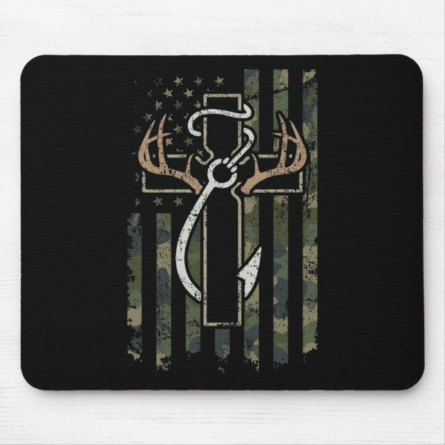Jagen Fischen Glaube - Christlicher Jäger Fischer Mousepad (Vorne)