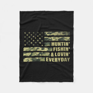 Jagen Fischen Liebe jeden Tag Camouflage American Fleecedecke