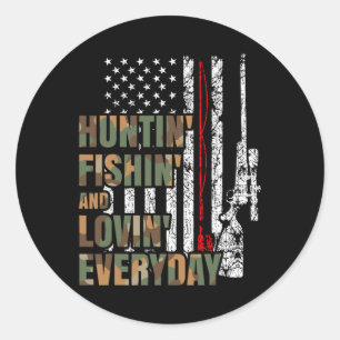 Jagen Fischen Love Alltag American Deer Hunt Runder Aufkleber