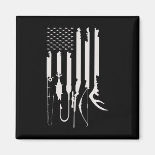Jagen Fischen US Flag American Themed Deco Magnet