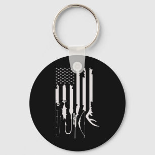 Jagen Fischen US Flag American Themed Deco Schlüsselanhänger