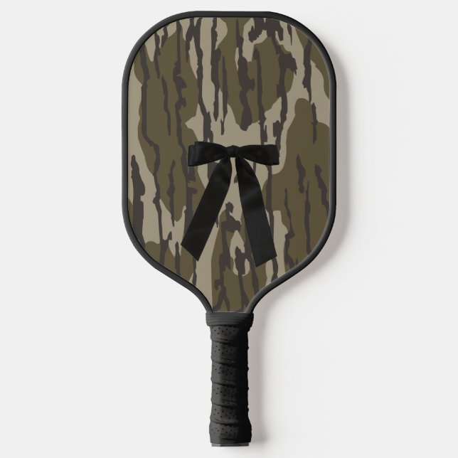 Jagen Girl Camouflage Black Bow Ribbon Pickleball Schläger (Vorderseite)