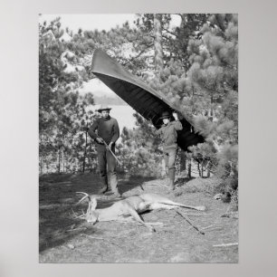 Jagen in den Adirondacks, 1902. Vintages Foto Poster