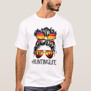 Jagen Life Deer Hunter Messy Bun Girls Mama Funny T-Shirt