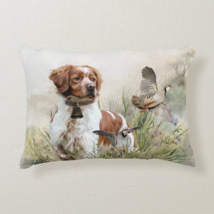 Jagen mit einem Bretagne-Hund, Kunst Dekokissen