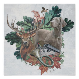 Jagen mit einem Weimaraner, "Grauer Geist" Poster