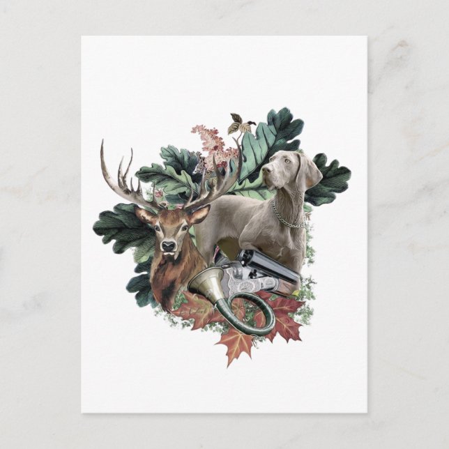 Jagen mit einem Weimaraner, "Grauer Geist" Postkarte (Vorderseite)