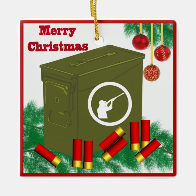Jagen Shooting Sports Ammo kann frohe Weihnachten Keramikornament (Vorderseite)