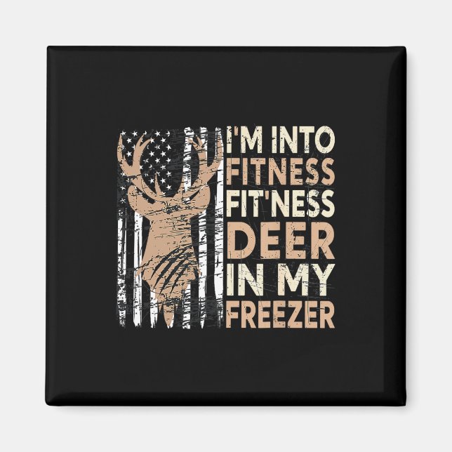Jagen T-Shirt Ich bin in Fitness Deer Freezer Funn Magnet (Vorne)