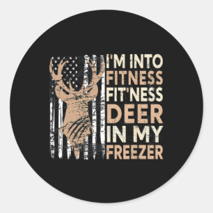 Jagen T-Shirt Ich bin in Fitness Deer Freezer Funn Runder Aufkleber