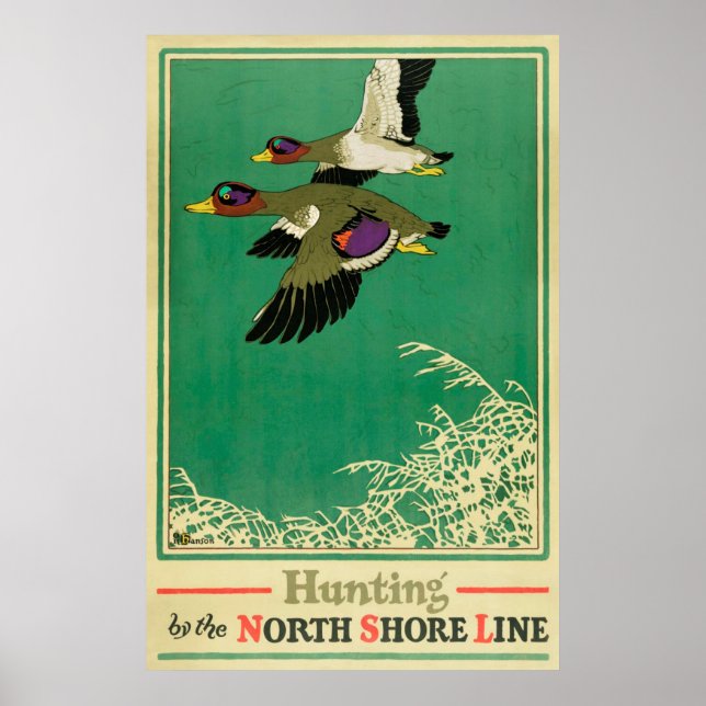 Jagen und Fischen Vintage Poster (Vorne)