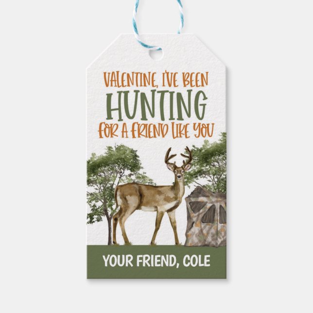 Jagen Valentine Deer Favor Tag Geschenkanhänger (Vorderseite)