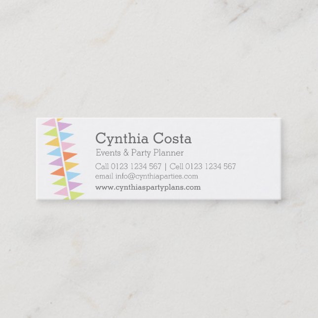 Jagen von Party-Events mit schlanken Visitenkarten Mini Visitenkarte (Vorderseite)