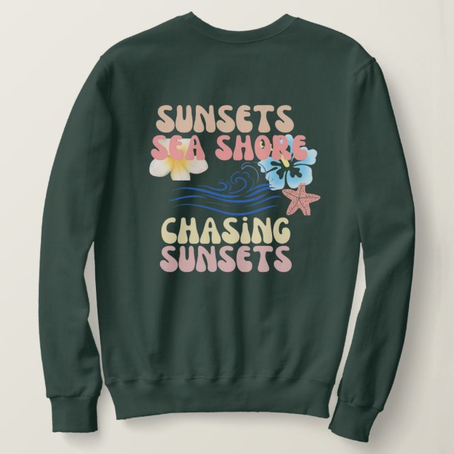 Jagen von Sonnenuntergängen bedruckt Sweat Shirt (Design Rückseite)