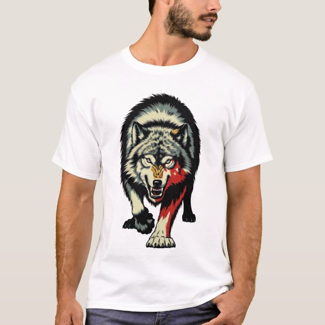 Jagender Wolf T-Shirt (Vorderseite)