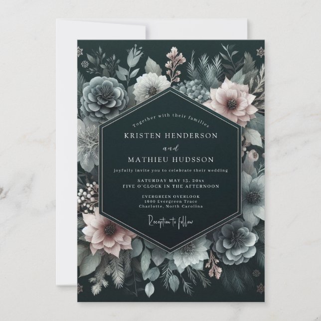 Jäger-Blush-Umbral-Hochzeit Einladung (Vorderseite)