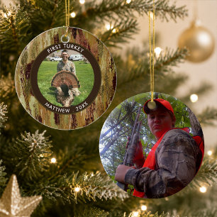 Jäger ERSTE TRUTHUHN Foto Braun Grün Personalisier Keramik Ornament