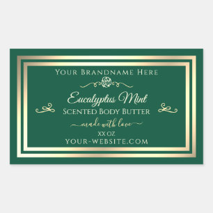 Jäger Green Product Label Gold Frame Vintage Rose Rechteckiger Aufkleber
