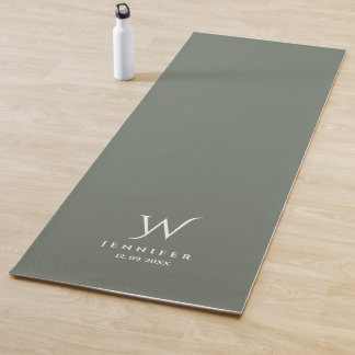 Jäger-grüne Monogramm und Name Yoga Mat Yogamatte