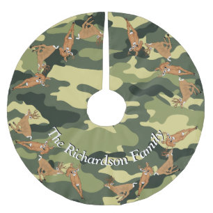 Jäger Hirsch und Camouflage IHRES NAME Tree Rock Polyester Weihnachtsbaumdecke