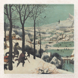 Jäger im Schnee, berühmtes Kunstwerk, Glasuntersetzer