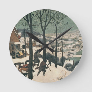 Jäger im Schnee - Januar 1565 Runde Wanduhr
