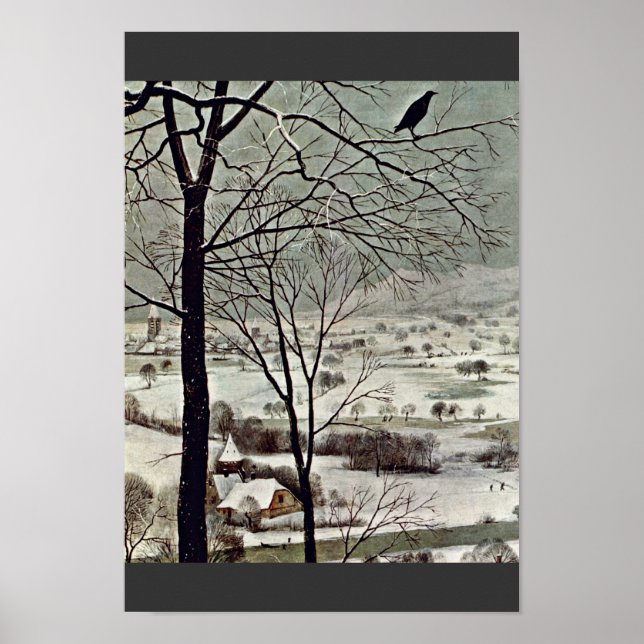 Jäger im Schnee (Monat Januar) Detail Poster (Vorne)