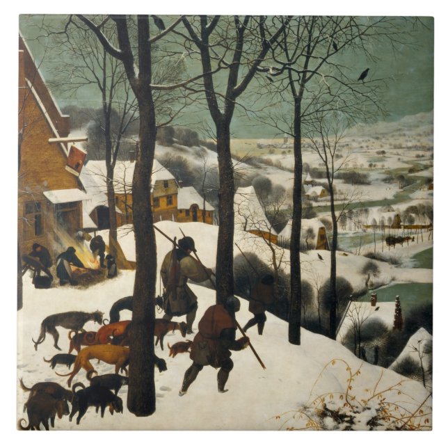 Jäger im Schnee (von Pieter Bruegel dem Älteren) Fliese (Vorderseite)