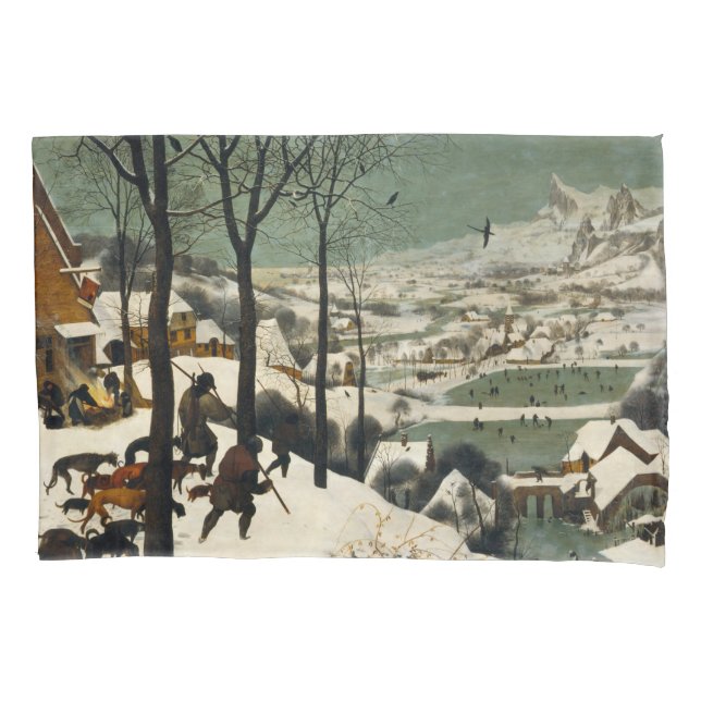 Jäger im Schnee (von Pieter Bruegel dem Älteren) Kissenbezug (Vorderseite-Links)