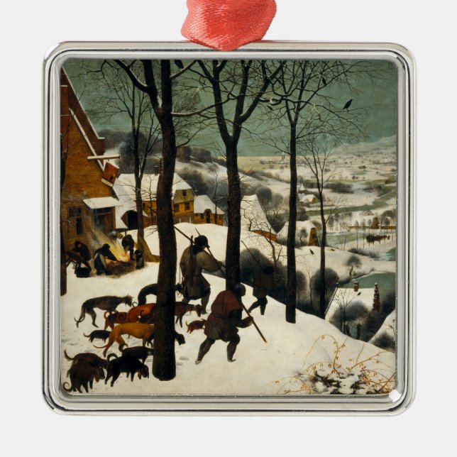 Jäger im Schnee (von Pieter Bruegel dem Älteren) Ornament Aus Metall (Vorne)