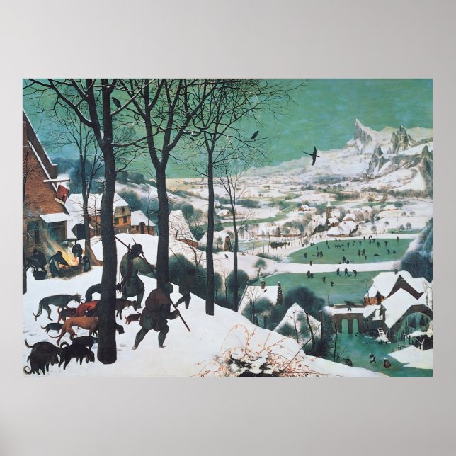 Jäger im Schnee von Pieter Bruegel Poster (Vorne)