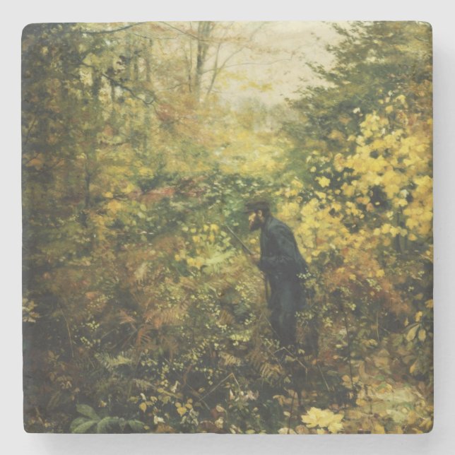 Jäger im Wald (von H.A. Brendekilde) Steinuntersetzer (Vorderseite)