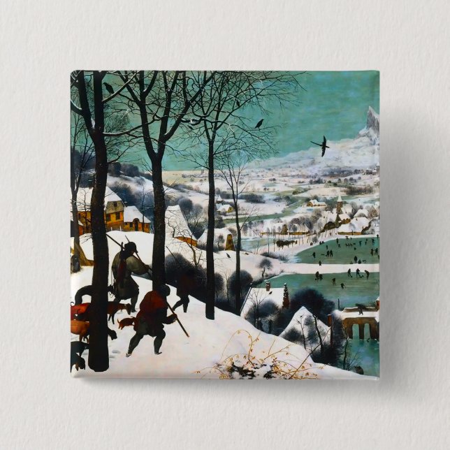 Jäger in der Schneelandschaft Pieter Bruegel Button (Vorderseite)