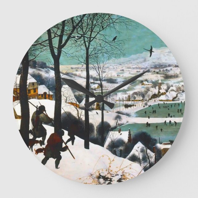 Jäger in der Schneelandschaft Pieter Bruegel Große Wanduhr (Vorderseite)