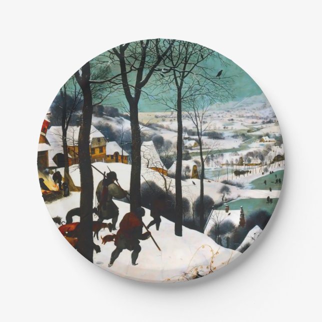 Jäger in der Schneelandschaft Pieter Bruegel Pappteller (Vorderseite)