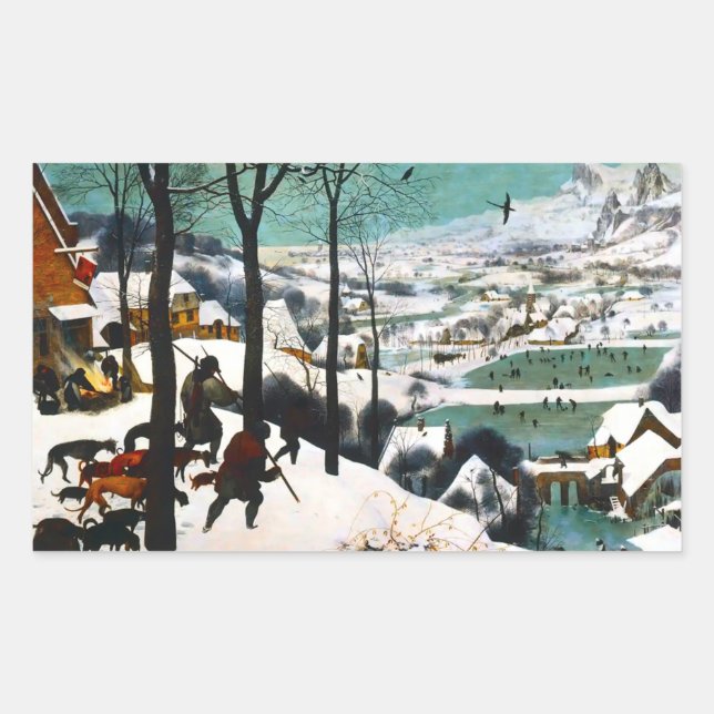 Jäger in der Schneelandschaft Pieter Bruegel Rechteckiger Aufkleber (Vorderseite)