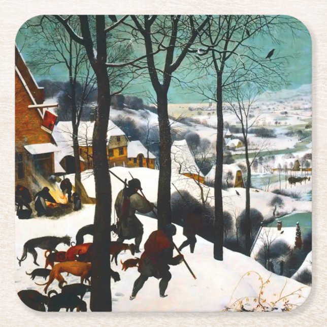Jäger in der Schneelandschaft Pieter Bruegel Rechteckiger Pappuntersetzer (Vorderseite)