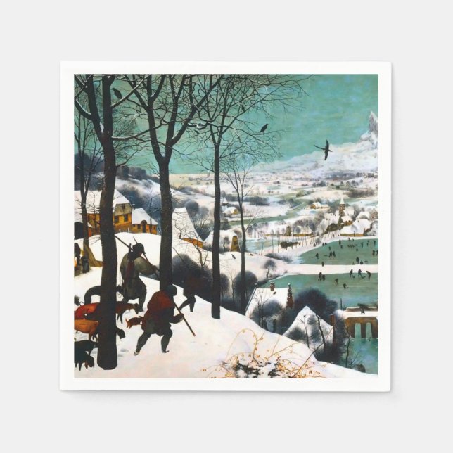 Jäger in der Schneelandschaft Pieter Bruegel Serviette (Vorderseite)