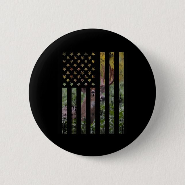 Jäger Jagd Hirsche Jagd Buck Elk Amerikaner Button (Vorderseite)