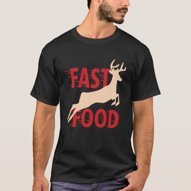 Jäger jagen Hirsch Fastfood T-Shirt (Vorderseite)