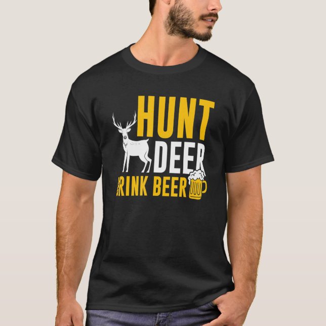 Jäger Jäger Jagen Hirschtrinker T-Shirt (Vorderseite)