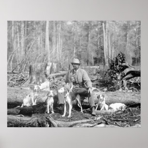 Jäger mit seinen Hunden, 1897. Vintage-Foto Poster