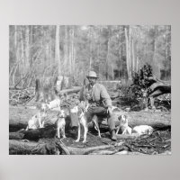 Jäger mit seinen Hunden, 1897. Vintages Foto