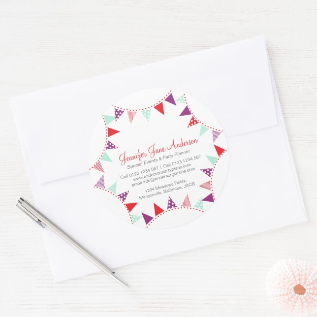 Jäger Party Events Planer Rotes lila Aqua Runder Aufkleber (Umschlag)