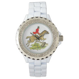 Jäger-Pullover-Pferdefox-Jagd-Pferderuecken-Reite Armbanduhr
