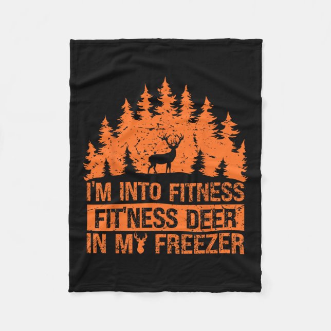 Jäger-Shirt Ich bin in Fitness Deer Freezer Funny Fleecedecke (Vorderseite)