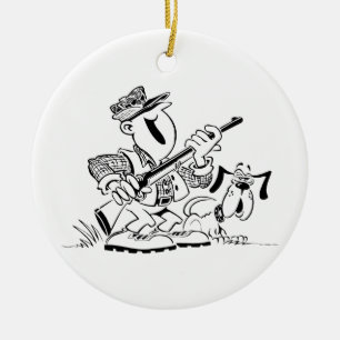 Jäger-und Gewehr-HundeCartoon Keramik Ornament