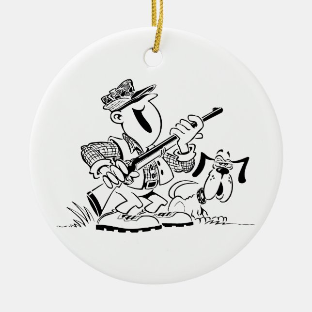 Jäger-und Gewehr-HundeCartoon Keramik Ornament (Vorne)