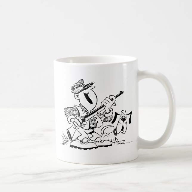 Jäger-und HundeCartoon Kaffeetasse (Rechts)