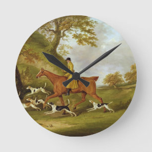 Jäger und Jagdhunde, 1809 (Öl auf Leinwand) Runde Wanduhr